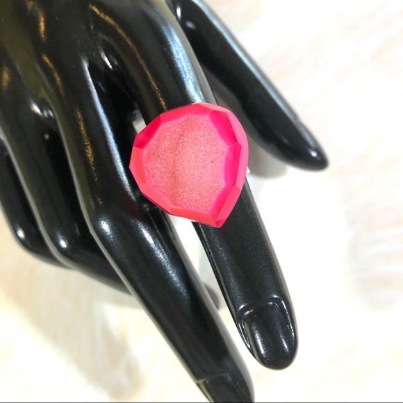 Neon Red Druzy Quartz and Sterling silver ring. - Picture 5 of 6